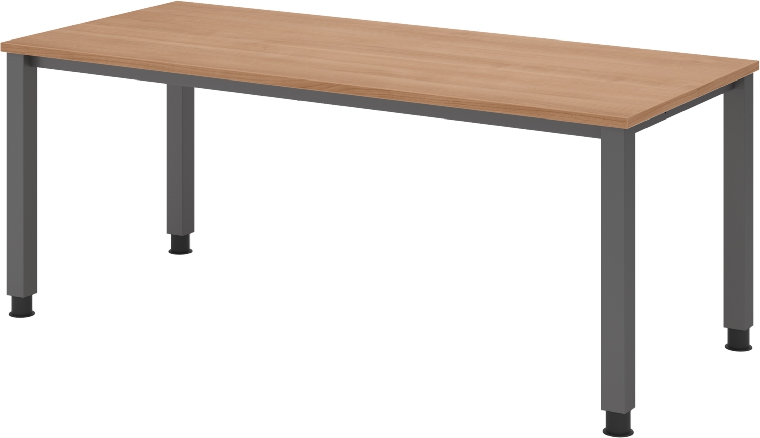 bümö manuell höhenverstellbarer Schreibtisch 180x80 cm in Nussbaum, Metall-Gestell: Graphit - PC Tisch höhenverstellbar & belastbar bis 140 kg, Büro- und Computertisch groß, QS-19-N-G Bild 1