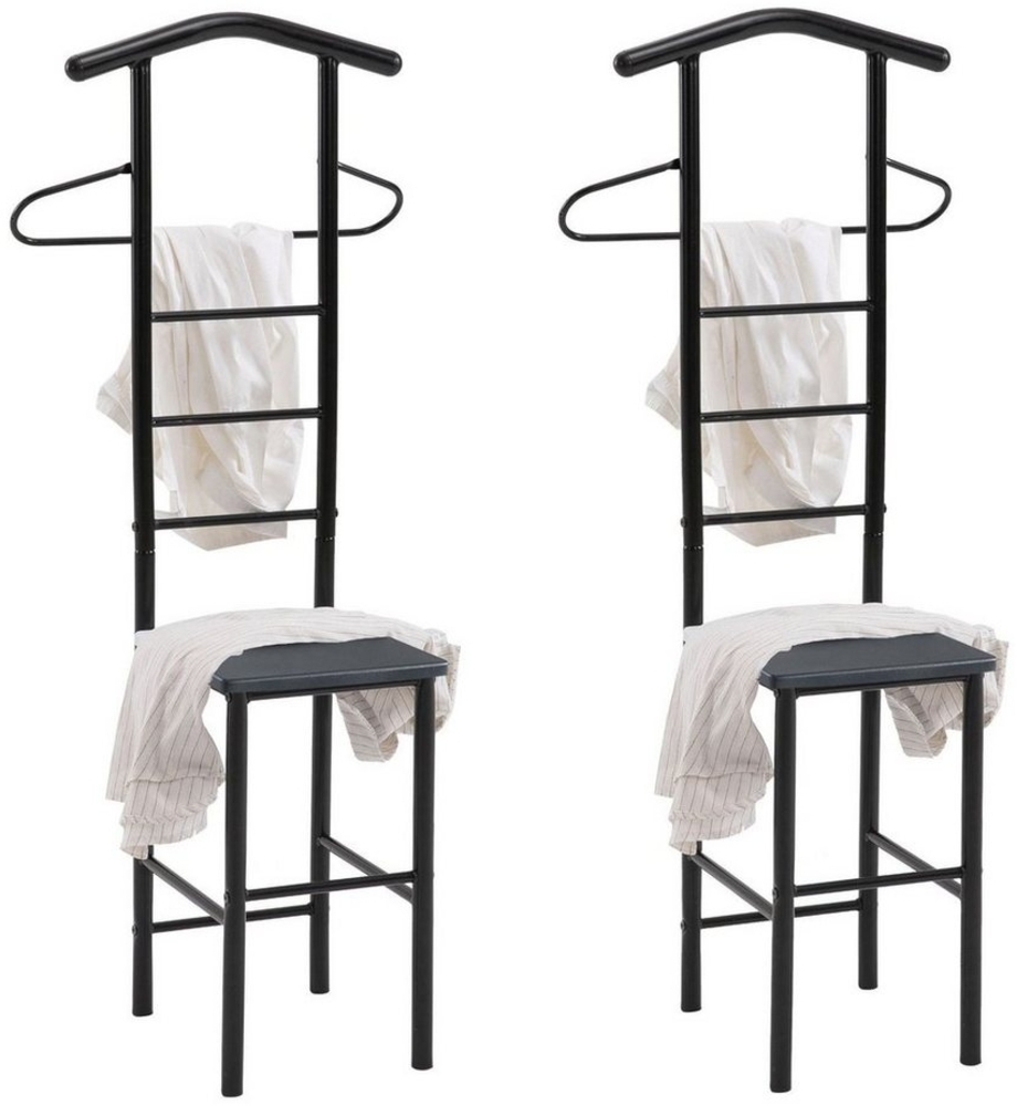 CARO-Möbel Herrendiener JIVO, Stummer Diener 2er Set mit Hosenbügel Kleiderablage schwarz Bild 1