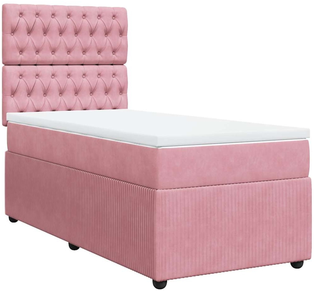 vidaXL Boxspringbett mit Matratze Rosa 80x200 cm Samt 3292201 Bild 1