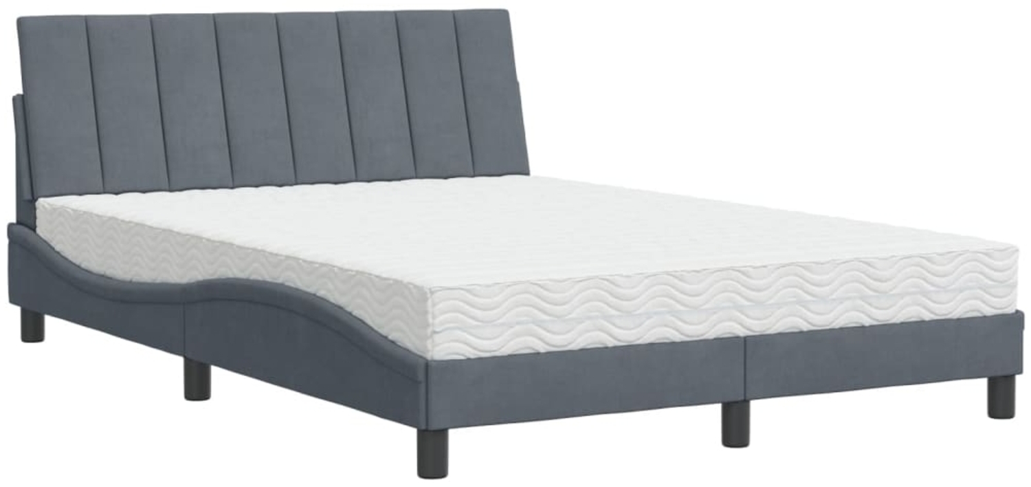 vidaXL Bett mit Matratze "Hanko" Dunkelgrau 140x190 cm Samt 3208593 Bild 1