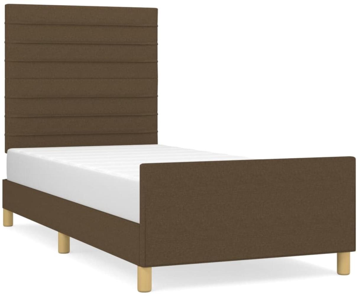 Bettgestell mit Kopfteil Dunkelbraun 90x200 cm Stoff [3125109] Bild 1
