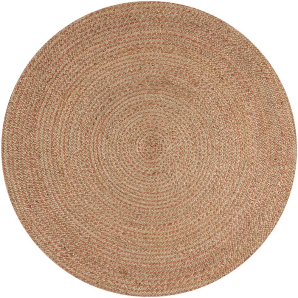 Kadima Design Handgewebter Jute-Teppich in Naturtönen "Eden". Farbe: Braun-Rosa, 180x180 cm Bild 1