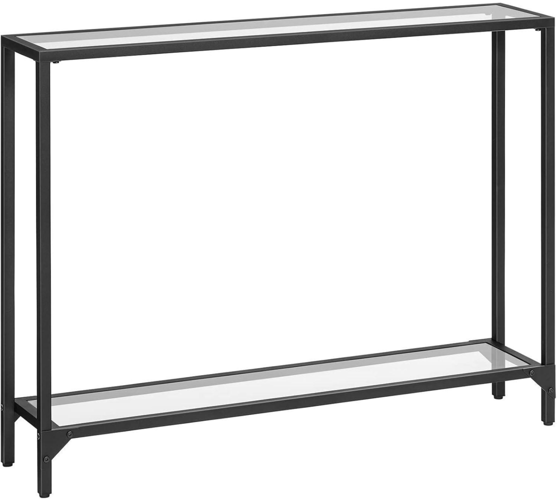 HOOBRO Konsolentisch 100cm Hartglas Schwarz Metallgestell Bild 1