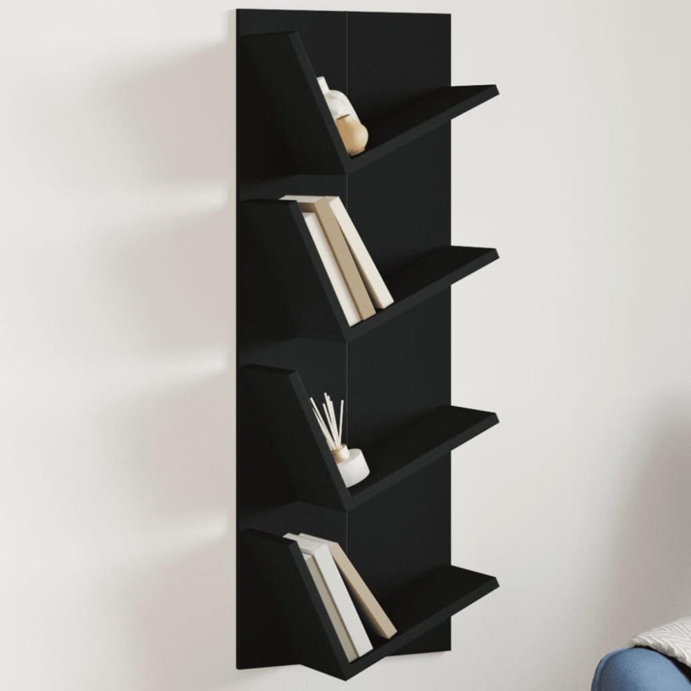 vidaXL Wand-Bücherregal mit 4 Fächern Schwarz 33x16x90 cm 840717 Bild 1