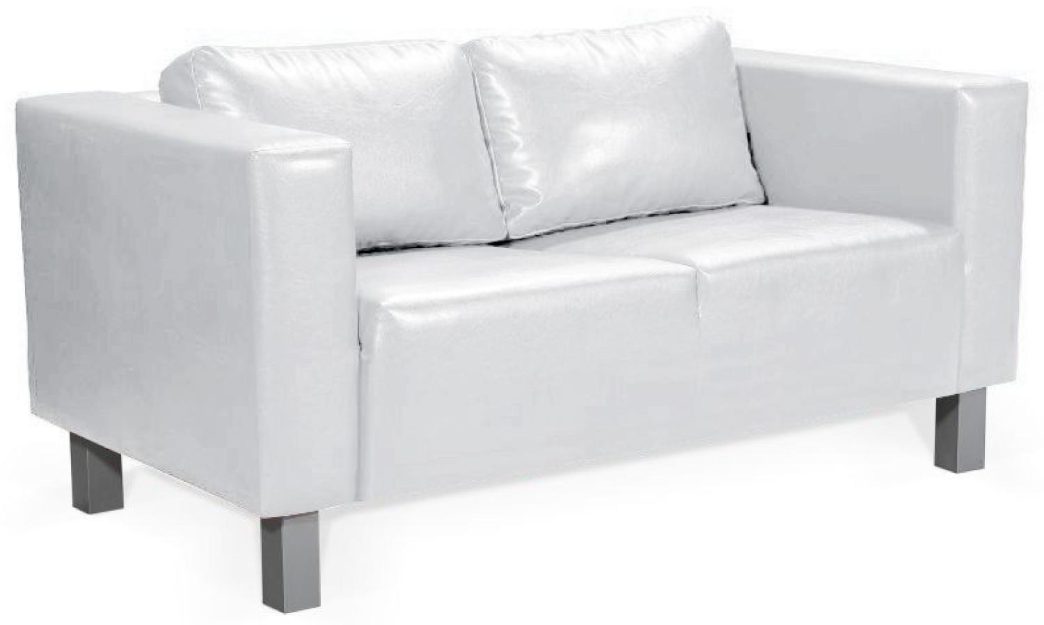 Sofa Designersofa MAILAND 2-Sitzer in Kunstleder Weiss Bild 1