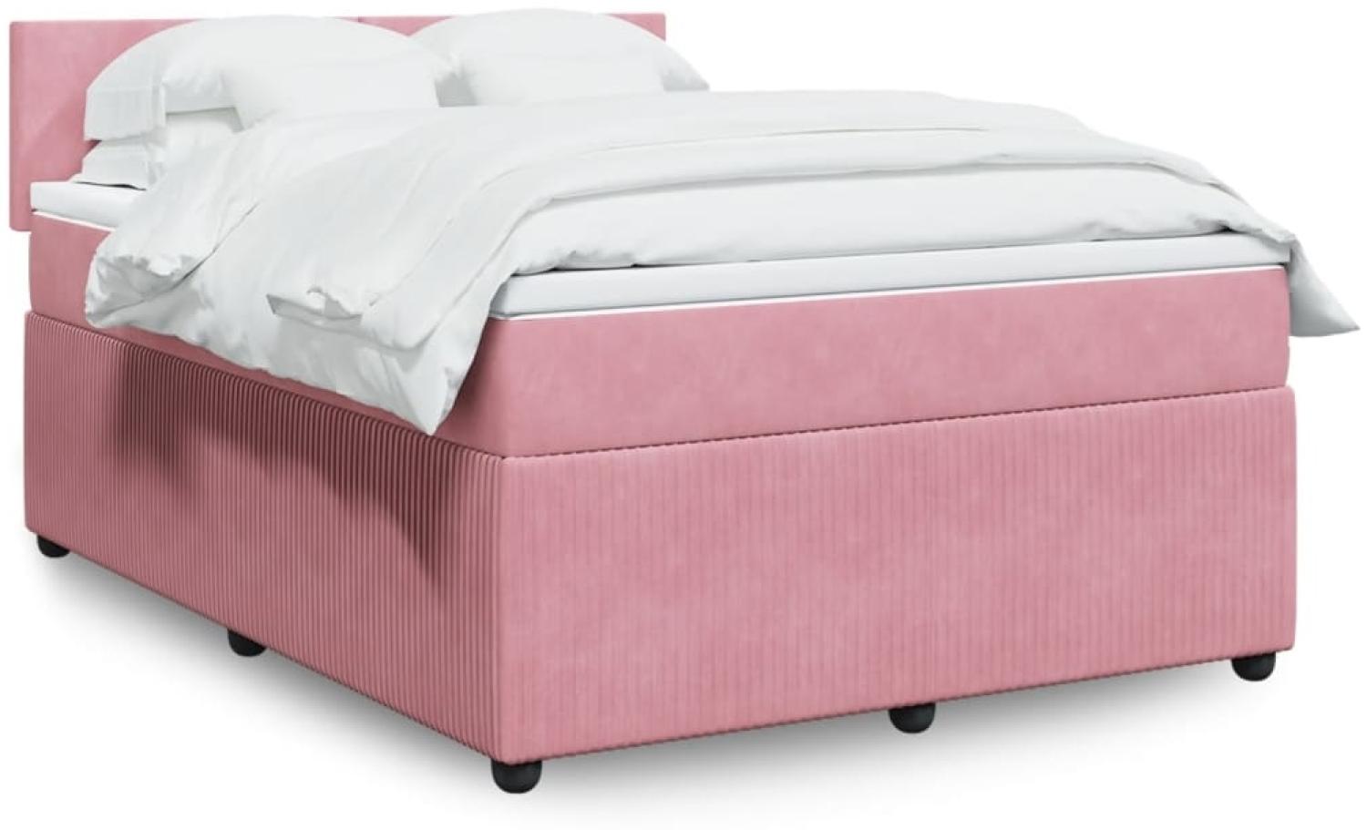 vidaXL Boxspringbett mit Matratze Rosa 160x200 cm Samt 3287781 Bild 1