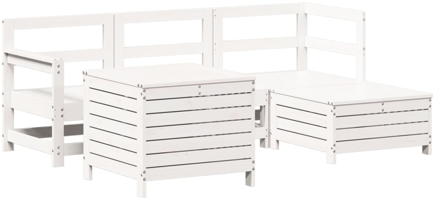 vidaXL 5-tlg. Garten-Sofagarnitur Weiß Massivholz Kiefer 3250493 Bild 1