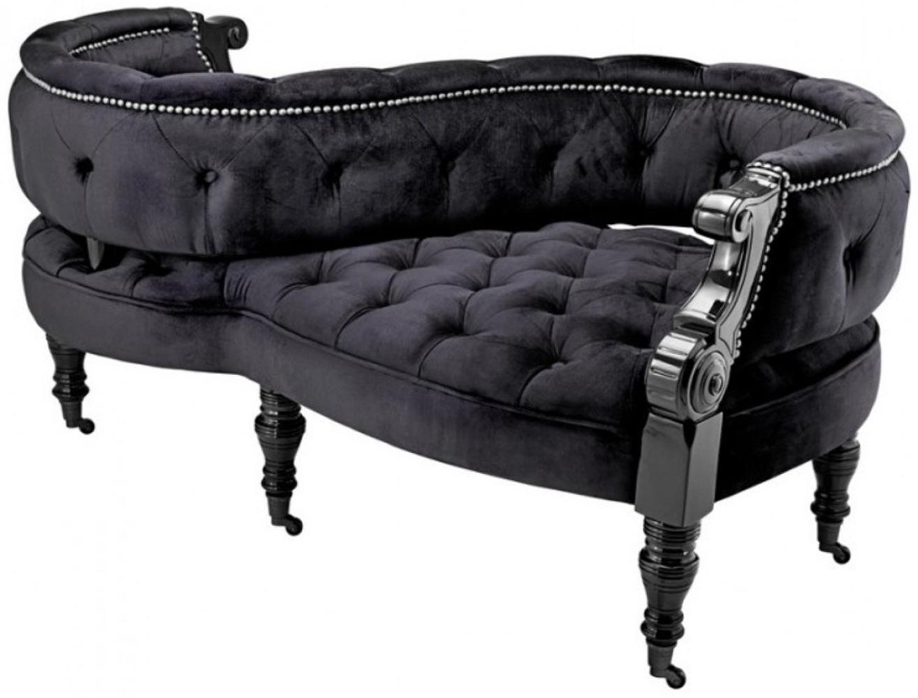 Casa Padrino Luxus Barock Doppel Sitzbank Schwarz / Schwarz Klavierlack - Doppelsofa - Luxury Collection Bild 1