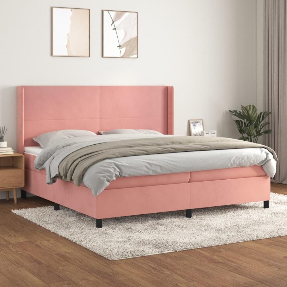 vidaXL Boxspringbett mit Matratze Rosa 200x200 cm Samt, Härtegrad: H2 [3132584] Bild 1