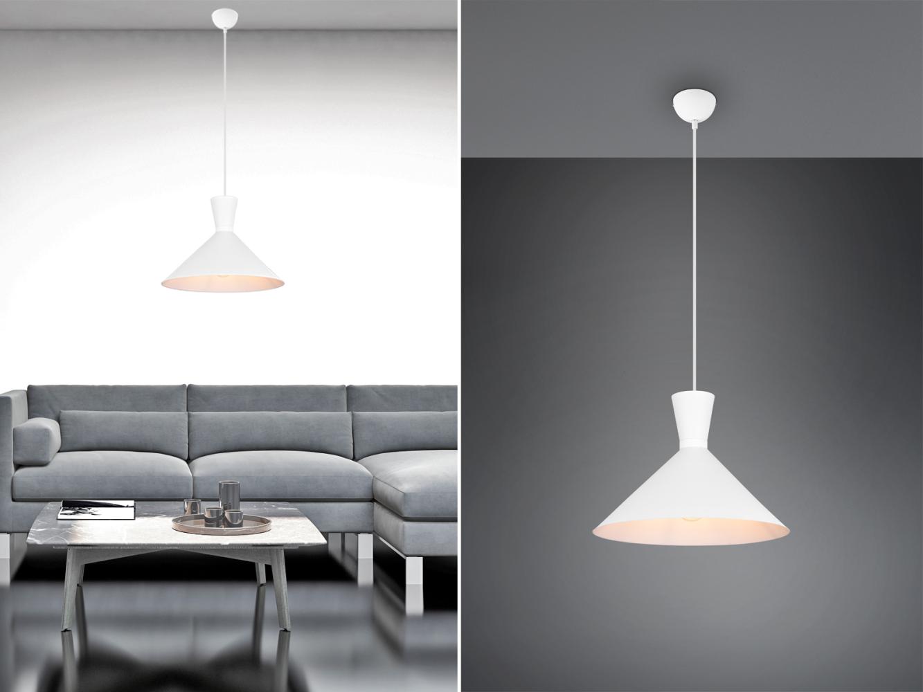 Reality Leuchten LED Pendelleuchte, Dimmfunktion, LED wechselbar, Warmweiß, Industrie-design für über Kücheninsel hängend einflammig, Weiß Ø 35cm Bild 1