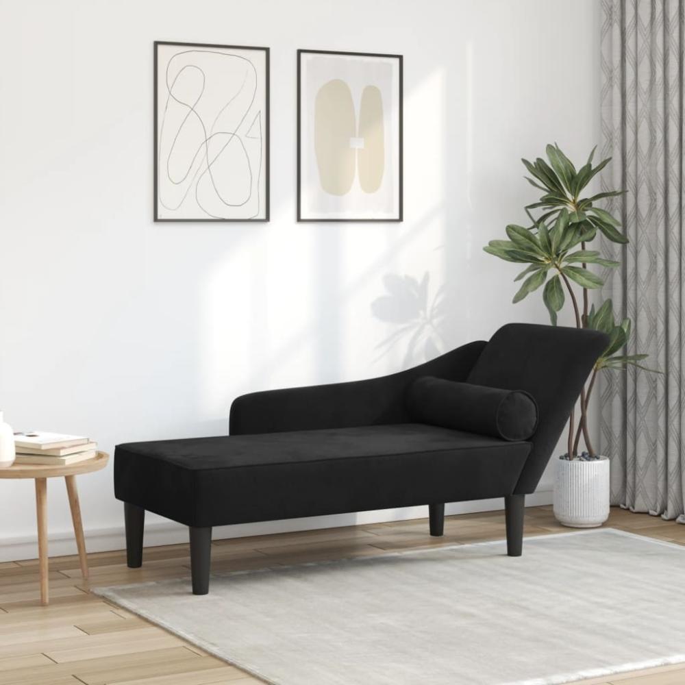 vidaXL Chaiselongue mit Kissen Schwarz Samt Bild 1