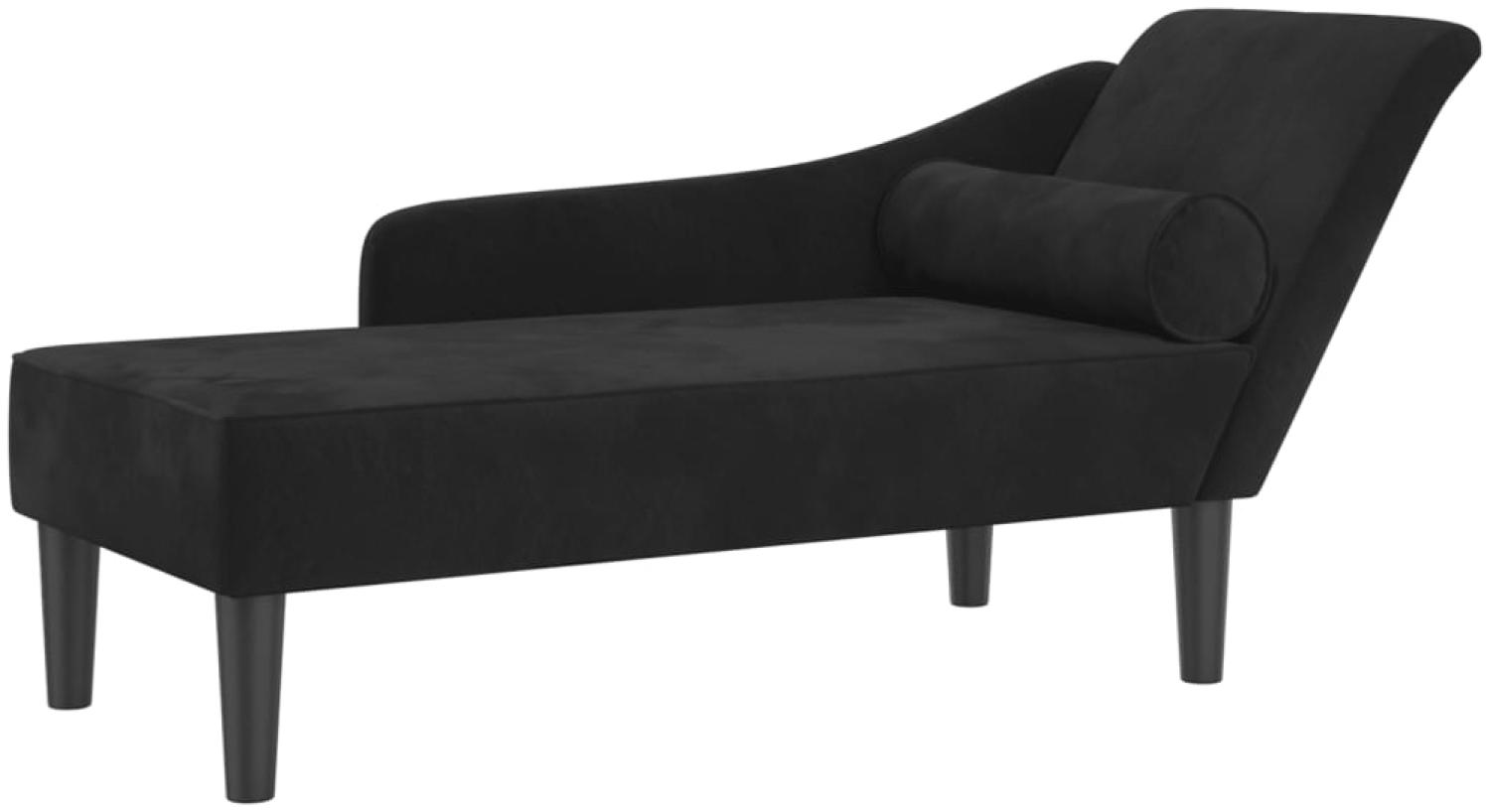 vidaXL Chaiselongue mit Kissen Schwarz Samt Bild 1