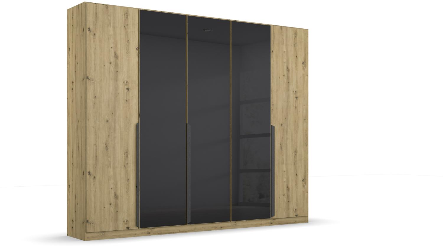 Drehtürenschrank >Artemis< in Eiche Artisan / Glas basalt - 226x210x54 (BxHxT) Bild 1