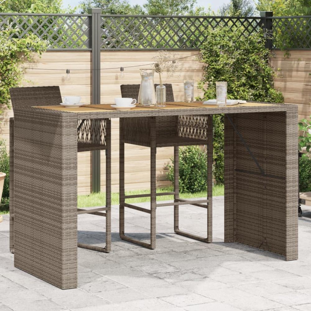 vidaXL Garten-Bartisch mit Holzplatte Grau 185x80x110 cm Polyrattan 368701 Bild 1