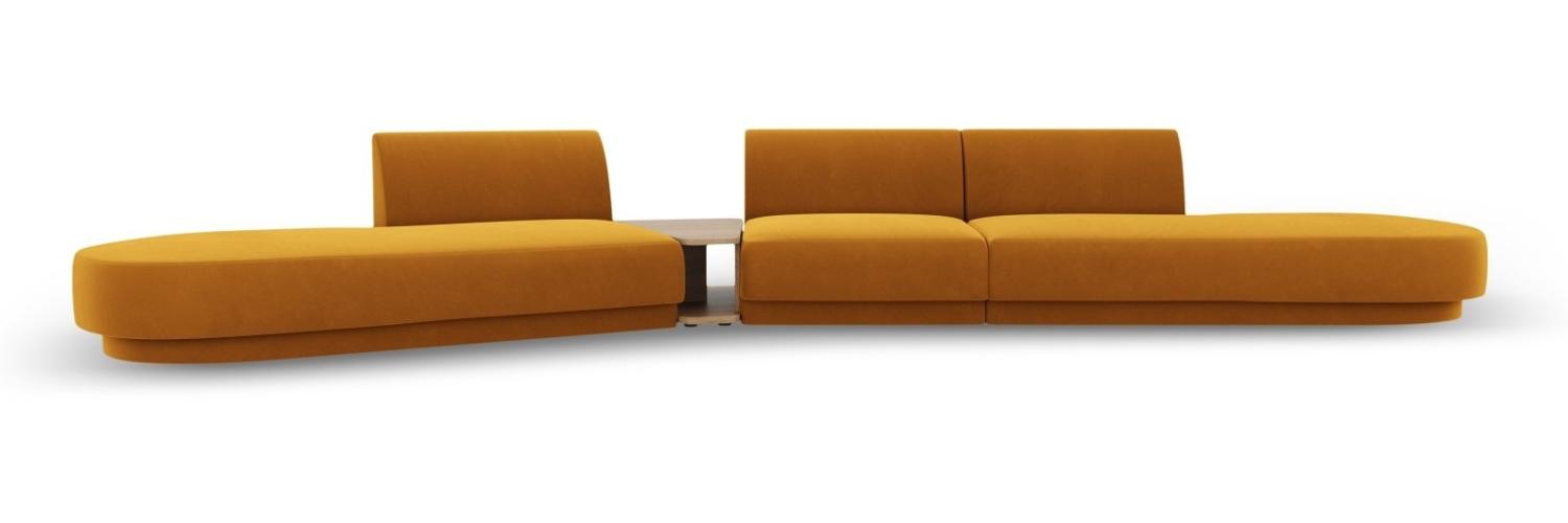 Micadoni Modulares Sofa Miley 5-Sitzer ohne Armlehnen Links Samtstoff Gelb Bild 1