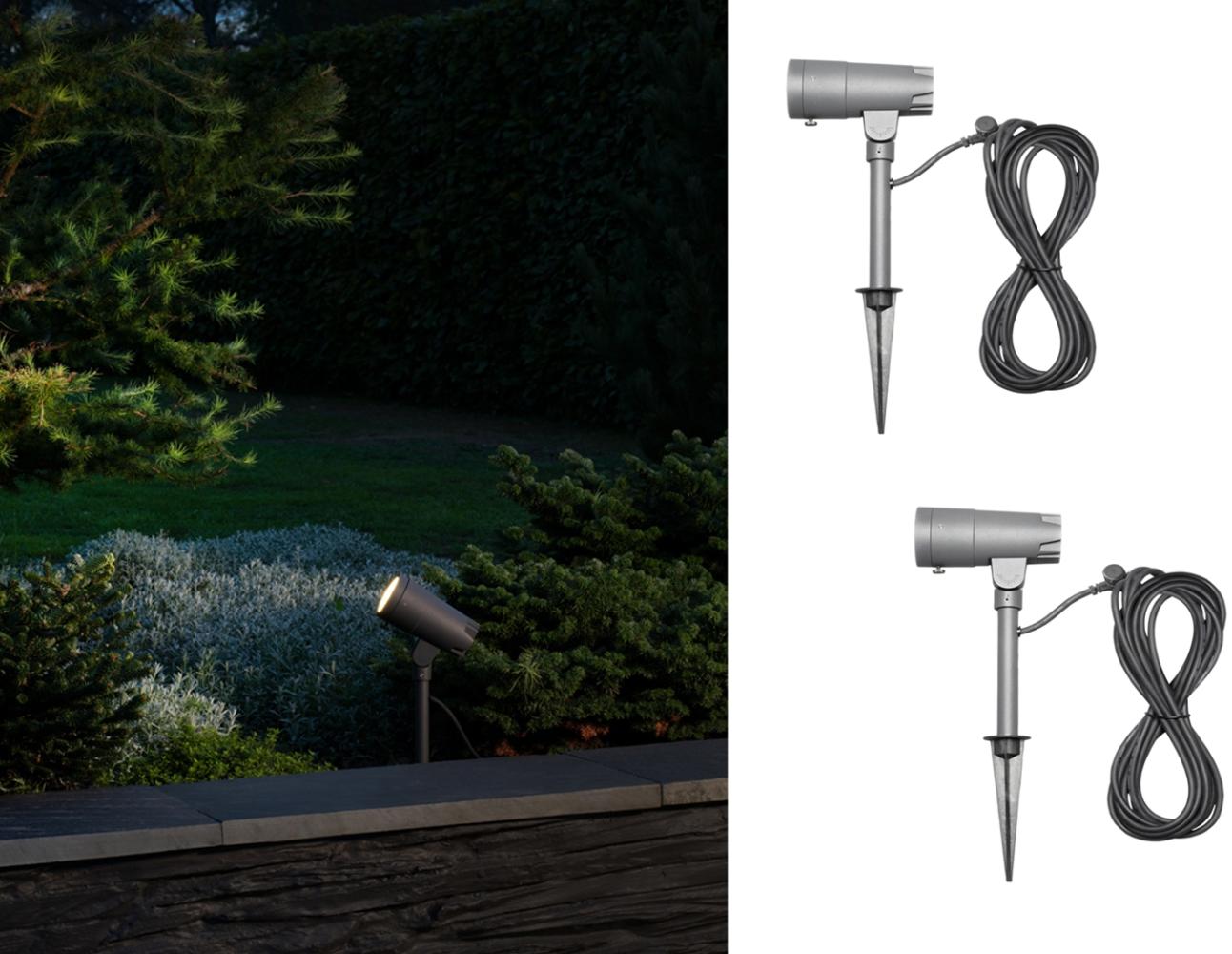 LED Garten Baumstrahler 2er SET mit Erdspieß 12V Trafo & 10mtr. Kabel, 27cm hoch Bild 1