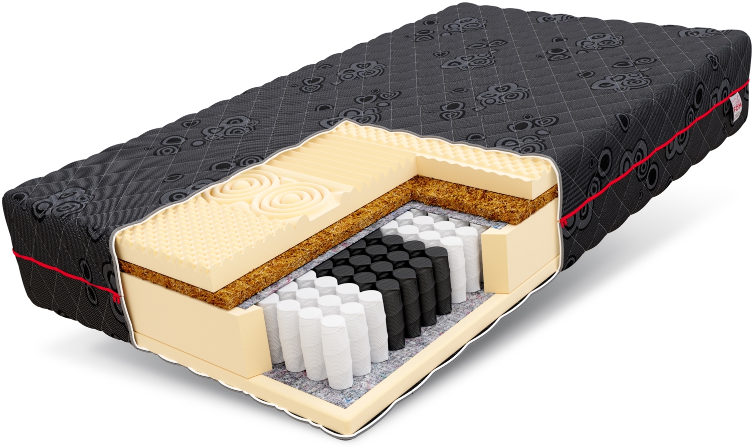 Matratze 160x200 Taschenfederkern DARK 7 Zonen H3 Kokos HR-Schaum Massage 24 cm Bild 1