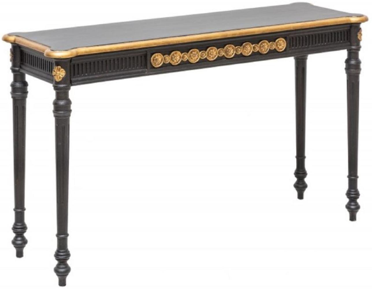 Casa Padrino Barock Konsole Schwarz / Gold 125 x 40 x H. 75,5 cm - Antik Stil Konsolentisch - Wohnzimmer Möbel im Barockstil - Barock Möbel Bild 1