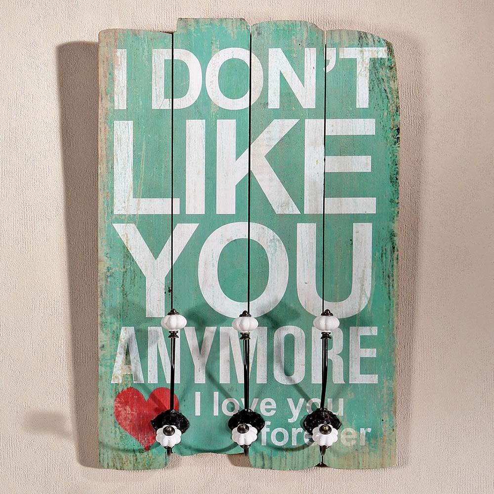 Wandgarderobe 40x60cm I Don't Like You 3 Kleiderhaken Flurpaneel Holz Dekoration Bild 1