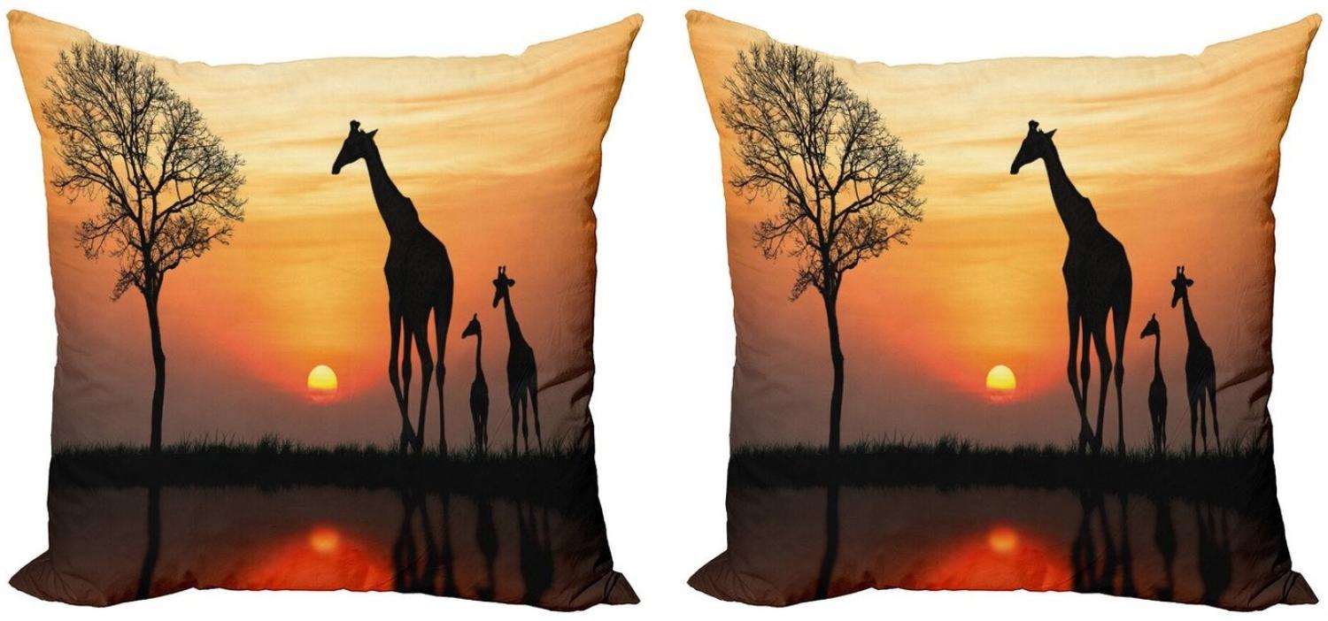 Abakuhaus Kissenbezüge Modern Accent Doppelseitiger Digitaldruck, (2 Stück), Afrika Giraffe im wilden Wald Bild 1