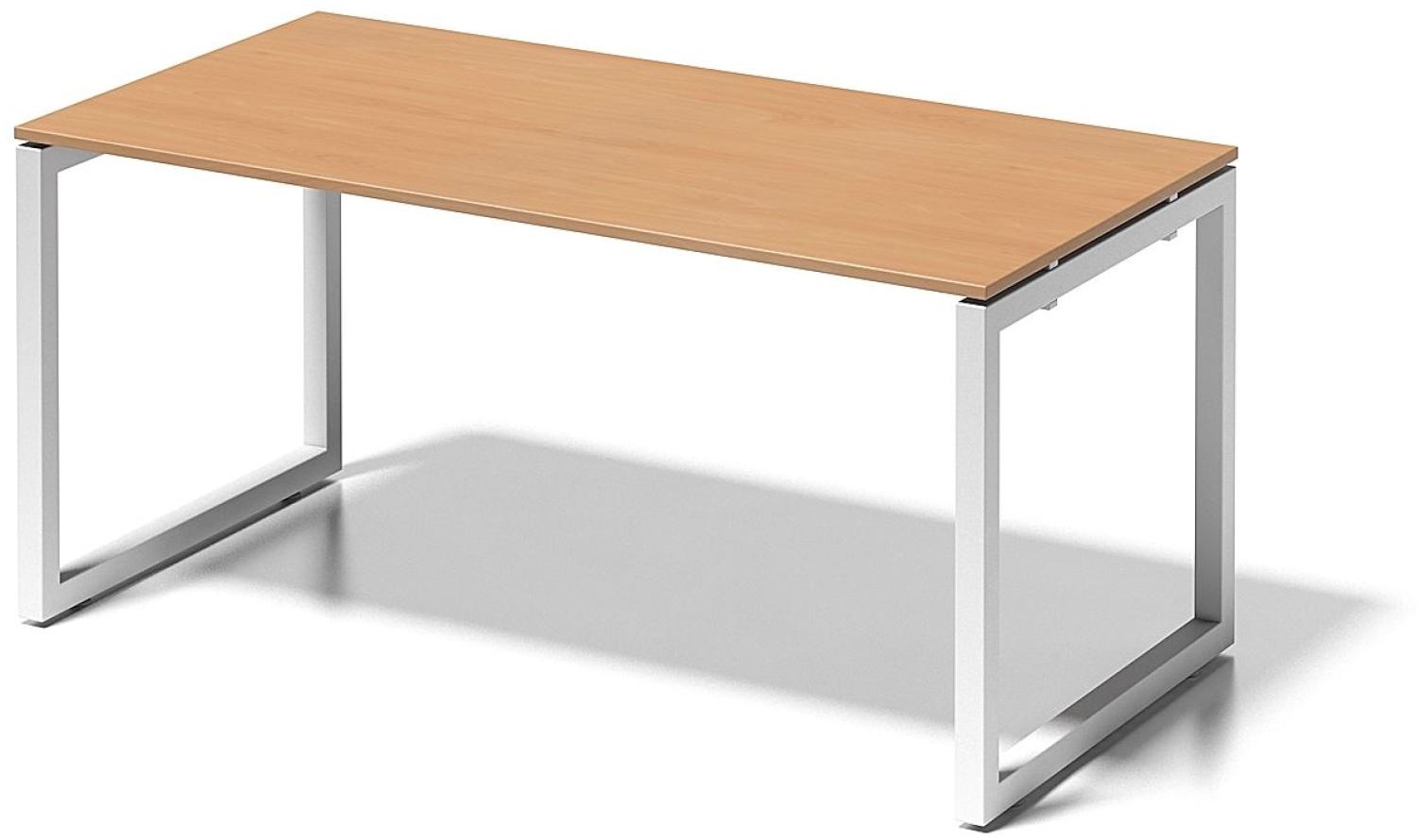 Cito Schreibtisch, 740 mm höhenfixes O-Gestell, H 19 x B 1600 x T 800 mm, Dekor buche, Gestell verkehrsweiß Bild 1