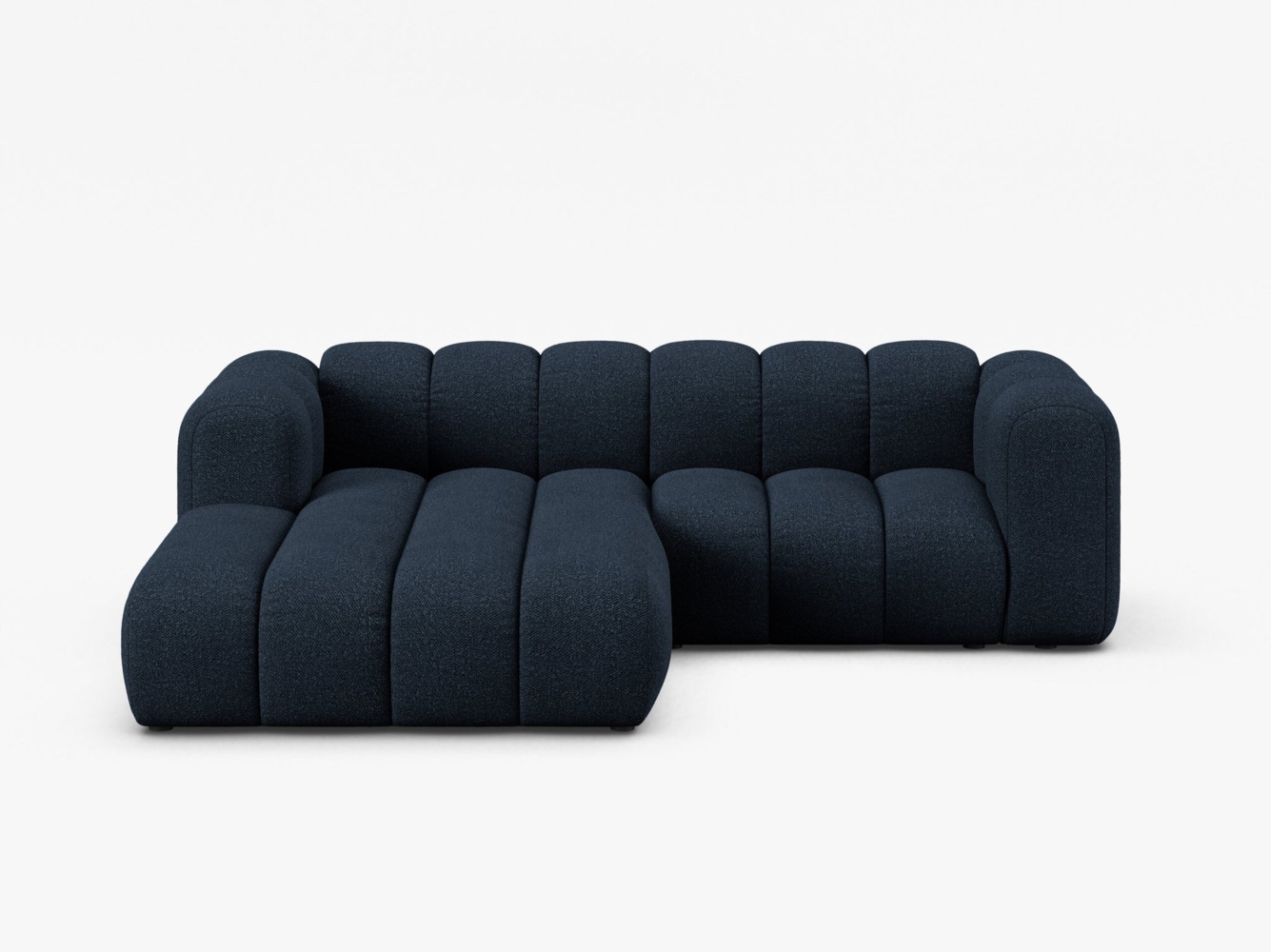 Micadoni Modulares Ecksofa Lupine 3-Sitzer Links Boucle Baloo Dunkelblau Bild 1
