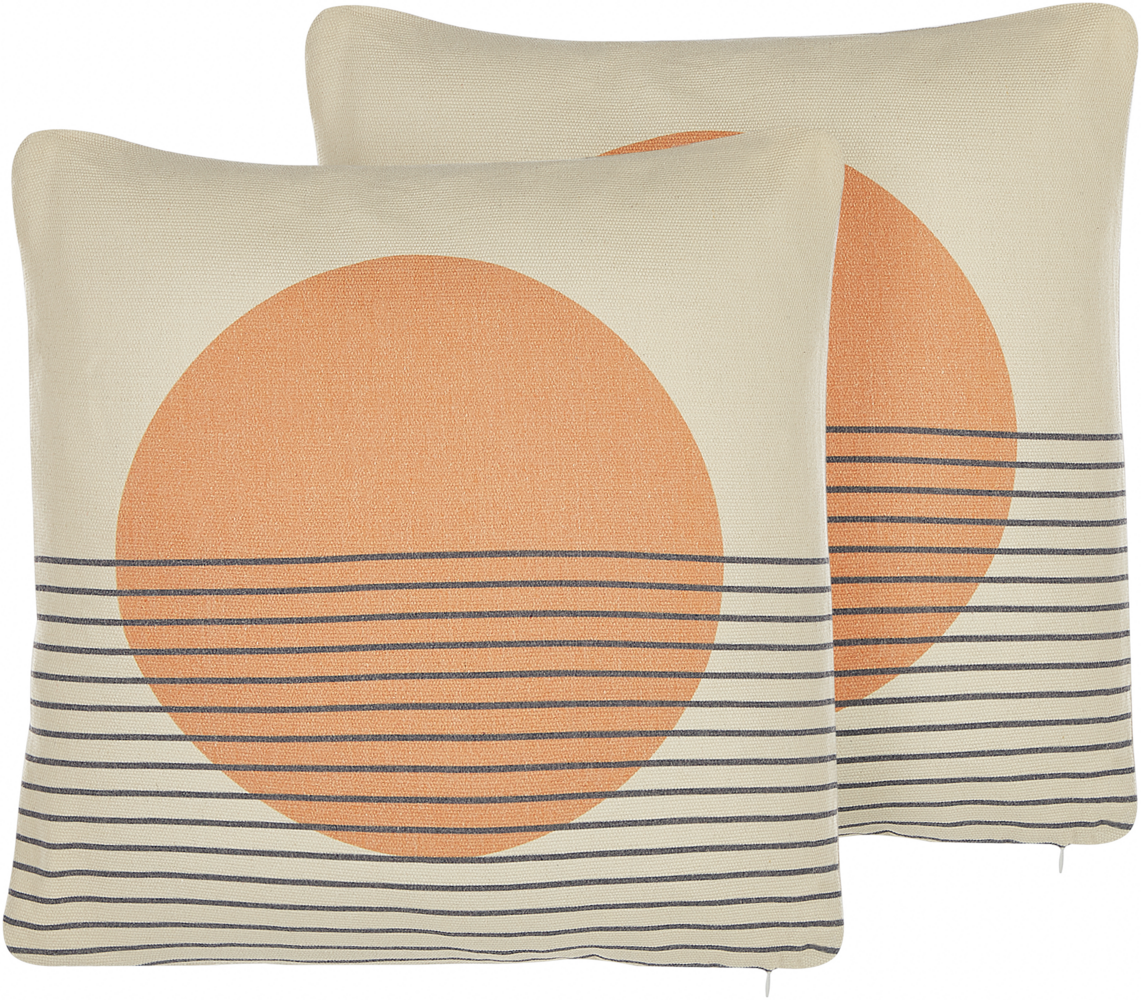 Kissen 2er Set Geometrisches Muster MOONFLOWER 45 x 45 cm Weiß Bild 1