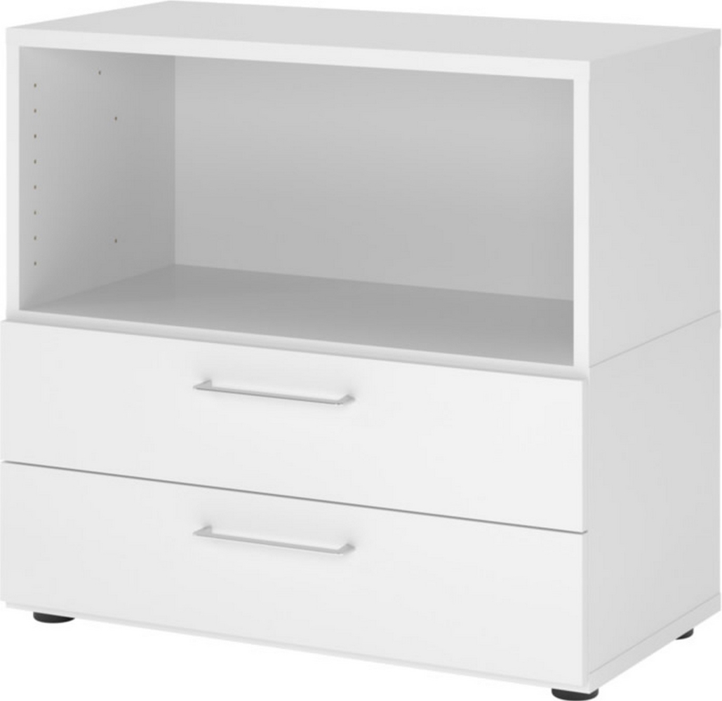 bümö flexi Aktenschrank klein mit 2 Schubladen & 1 Regalfach in weiß, Büroschrank mit werkzeuglosem Schnellmontage-Klicksysten in modularer Bauweise, FW28S2KG-W-W-BS Bild 1