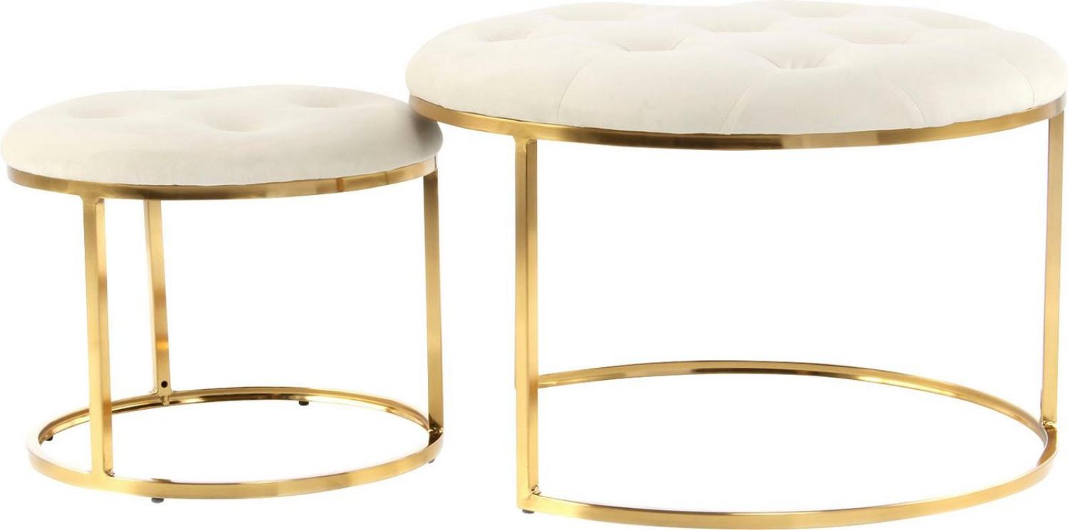 Hocker Becky 825 2er-Set Elfenbein / Gold Bild 1