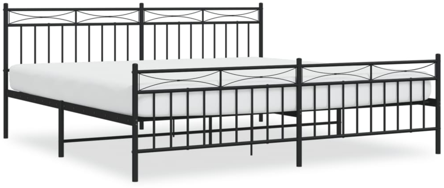 vidaXL Bettgestell mit Kopf- und Fußteil, Metall, Schwarz, 193x203 cm Bild 1