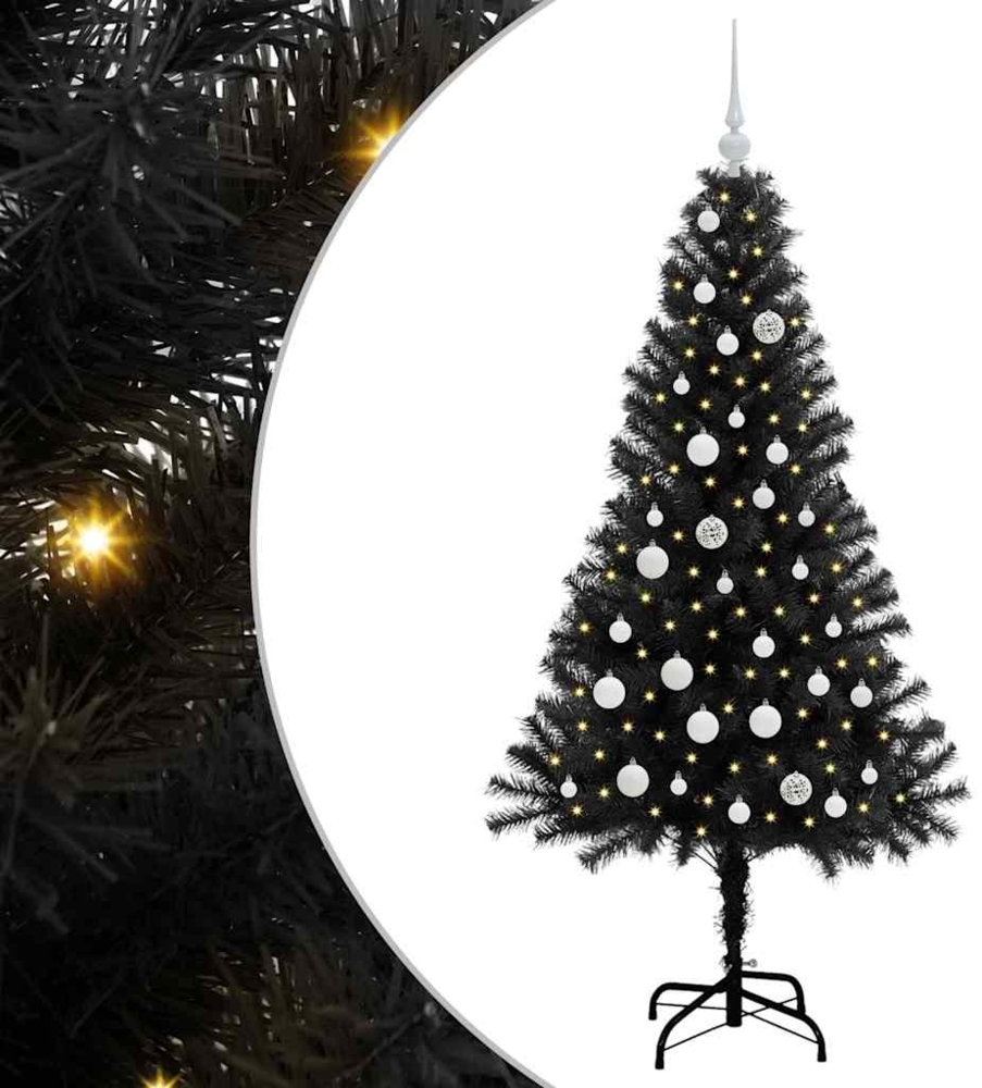 vidaXL Weihnachtsbaum mit 150 LEDs mit Ständer Schwarz 150 cm PVC 3396468 Bild 1