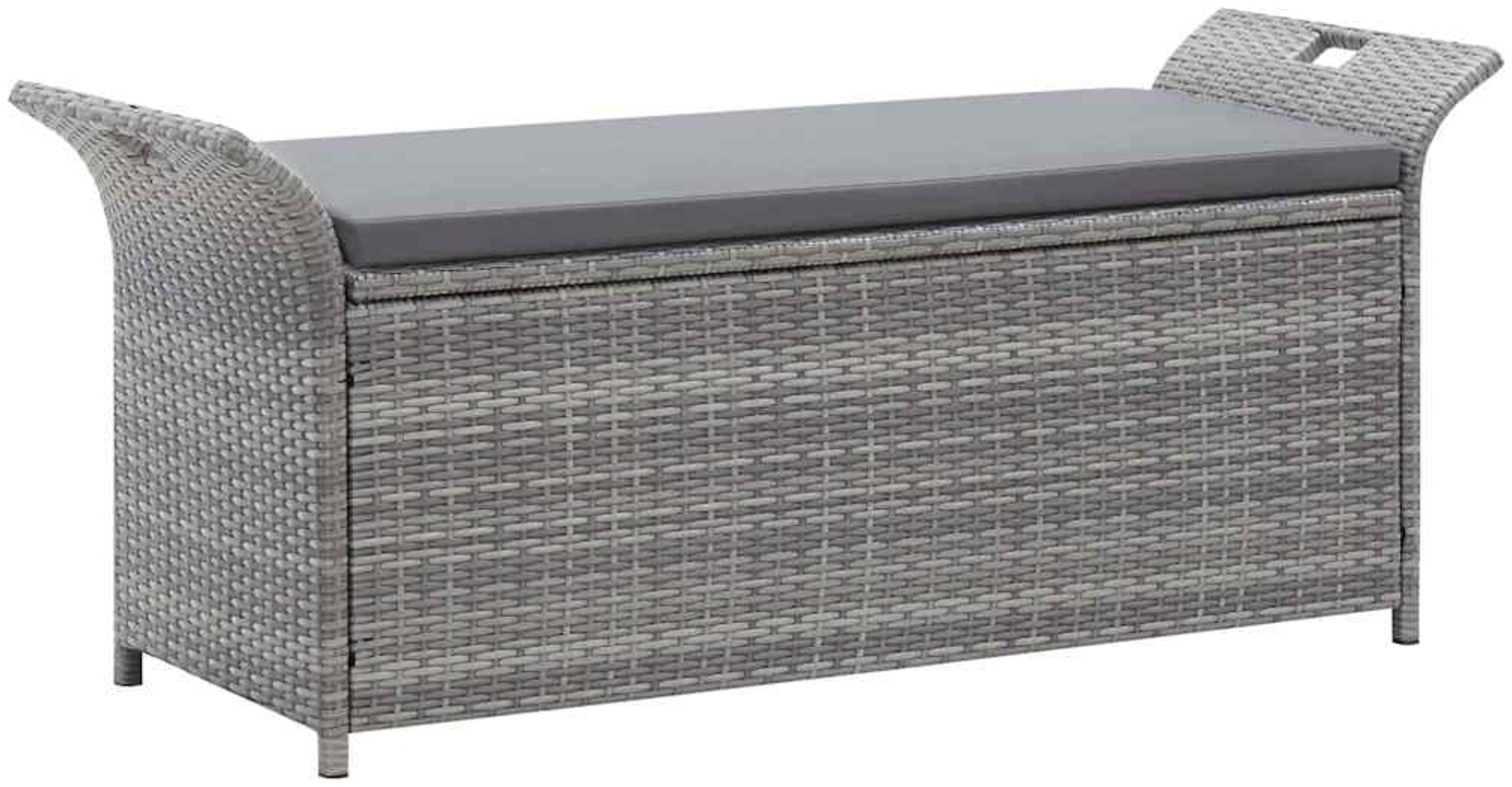 vidaXL Sitzbank mit Stauraum und Kissen Grau 138 cm Poly Rattan 45809 Bild 1