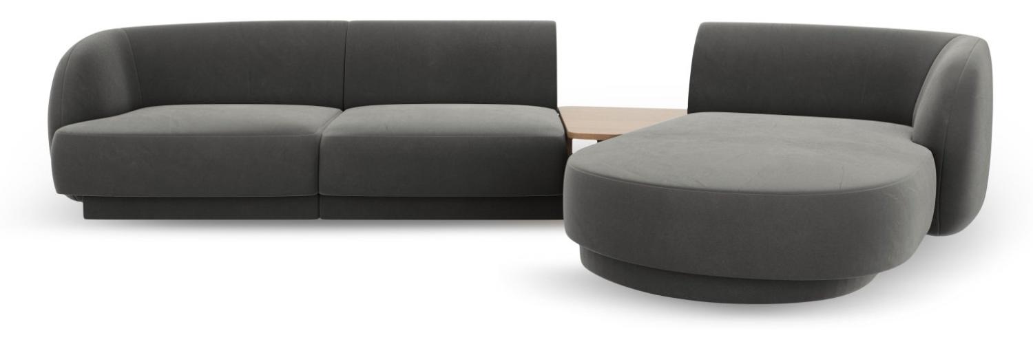 Micadoni Modulares Sofa Miley mit Recamiere 3-Sitzer Rechts Samtstoff Hellgrau Bild 1