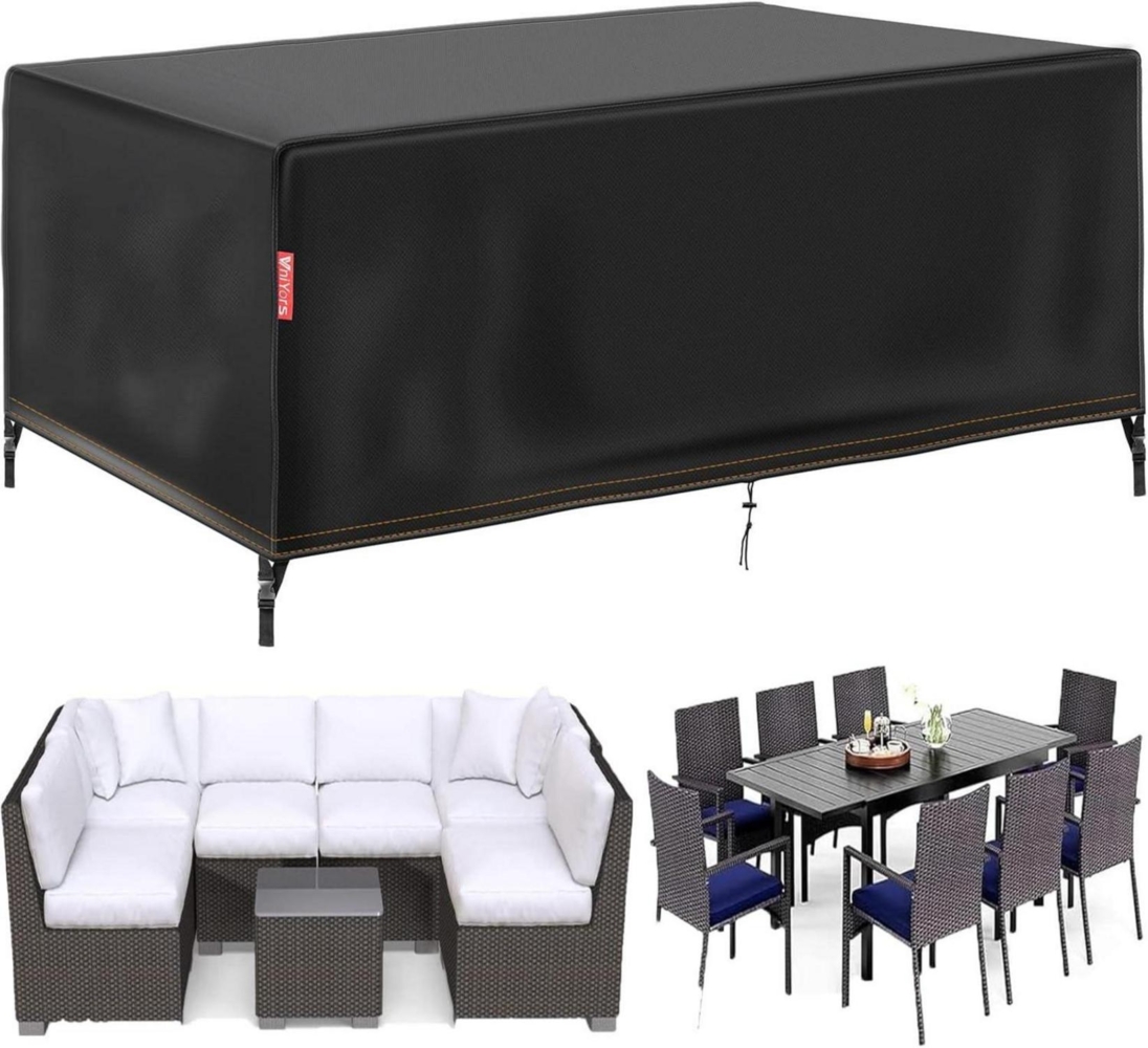 Abdeckung Gartenmöbel Winterfest 420d Oxford Wasserdicht 180x120x74CM Schwarz Bild 1