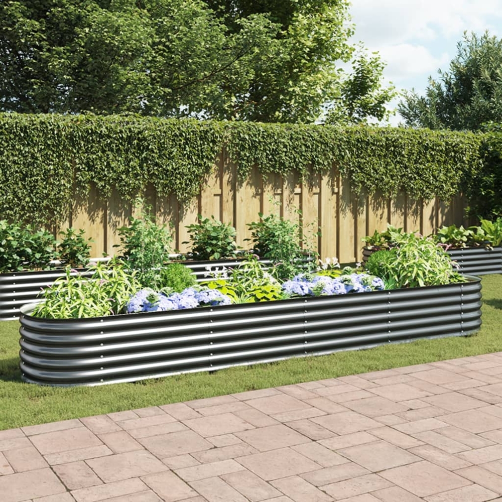 vidaXL Garten-Hochbeet 400 x 80 x 44 cm Verzinkter Stahl Grau 45526 Bild 1