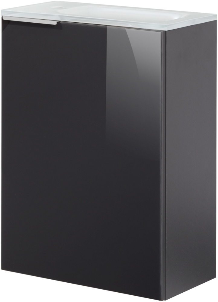 Fackelmann SBC KARA Gäste WC Set 2-teilig 45cm, Anthrazit, rechts, Glas Weiß Bild 1