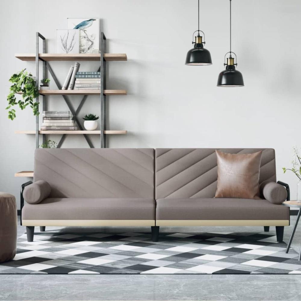 vidaXL Schlafsofa mit Armlehnen Taupe Stoff Bild 1