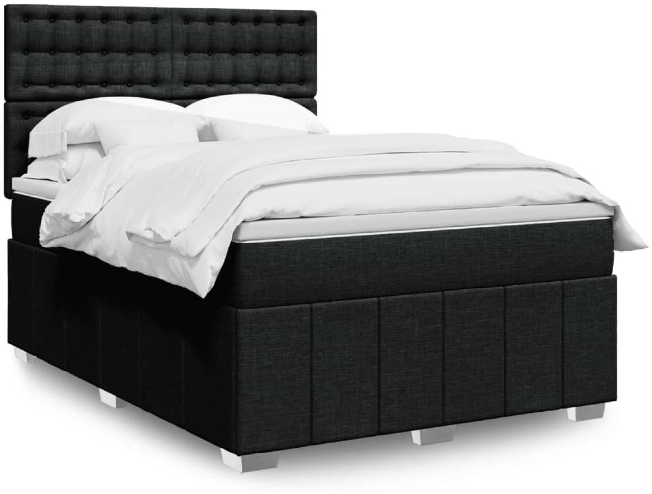 vidaXL Boxspringbett mit Matratze Schwarz 140x190 cm Stoff 3293979 Bild 1