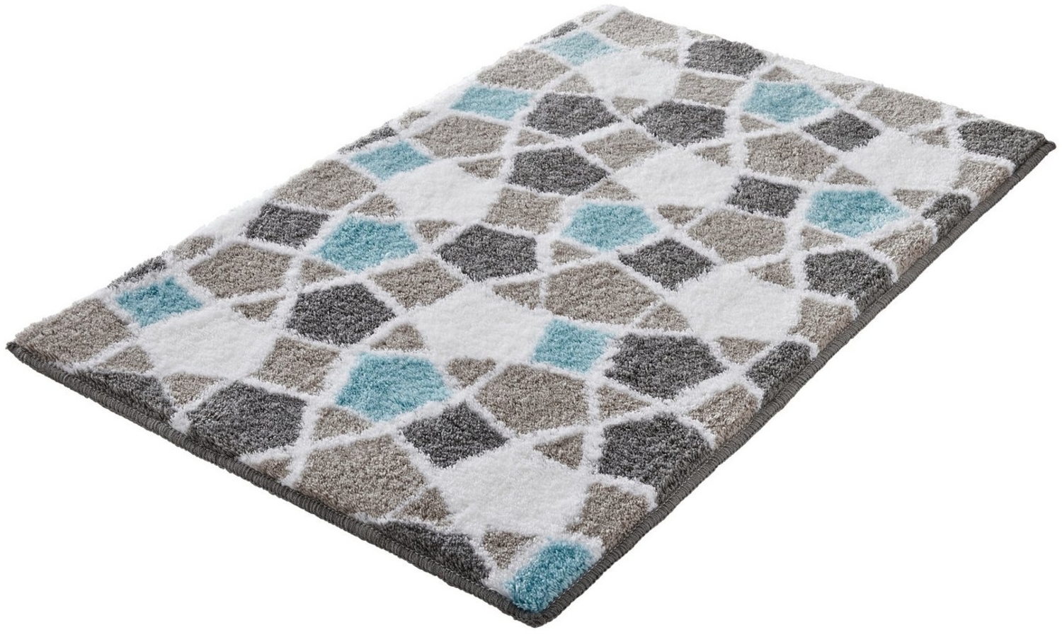 Kleine Wolke Badematte Sintra, Höhe 15 mm, rutschhemmend beschichtet, fußbodenheizungsgeeignet, Polyacryl, rechteckig, Badteppich, modernes Mosaikdesign Bild 1