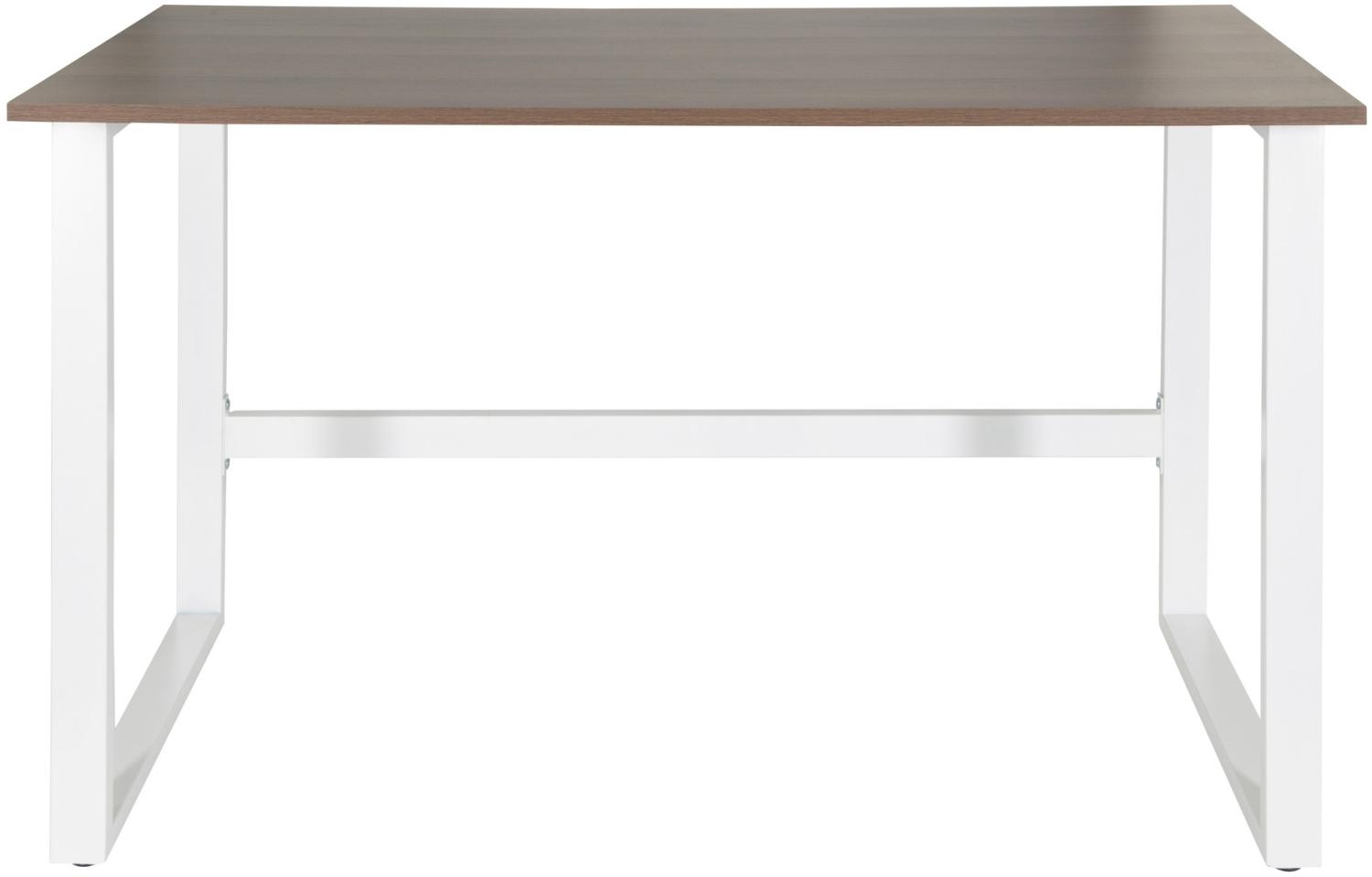 hjh OFFICE Schreibtisch WORKSPACE LIGHT I Melaminharzbeschichtete Spanplatte, Gestell pulverbeschichteter Stahl Walnuss/Weiß Bild 1