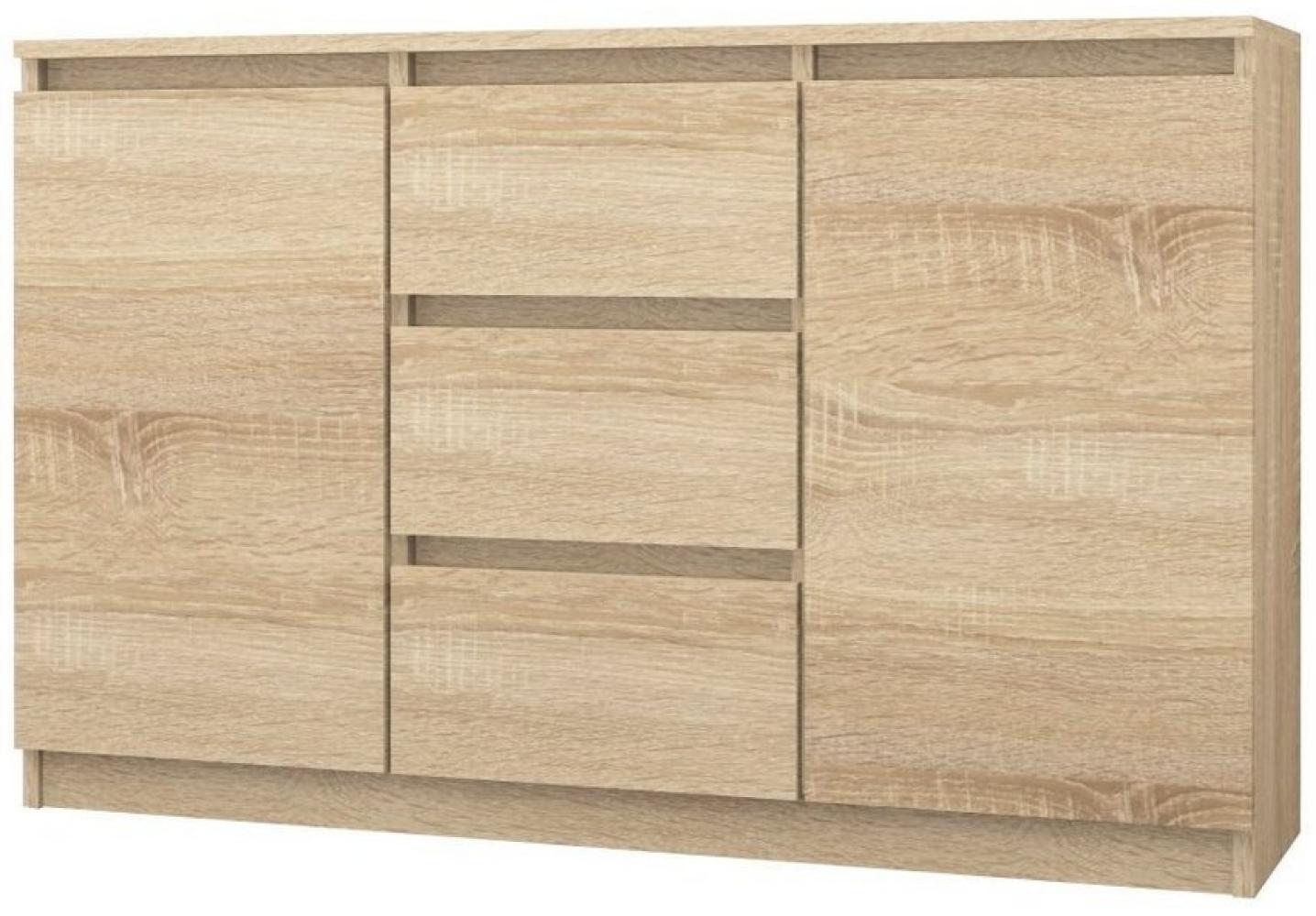 Roysson Home Kommode mit 3 Schubladen und 2 Türen 140 cm: Sonoma Bild 1