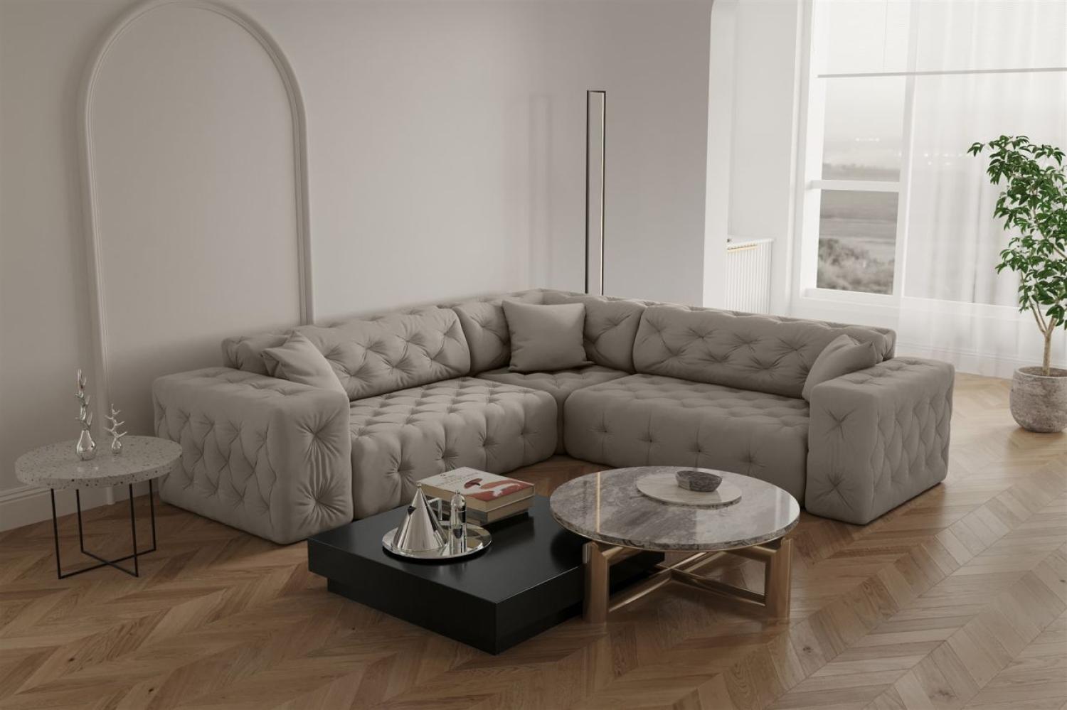 Ecksofa Designersofa CHANTAL in Stoff Opera Velvet Cream Seite Universal Bild 1