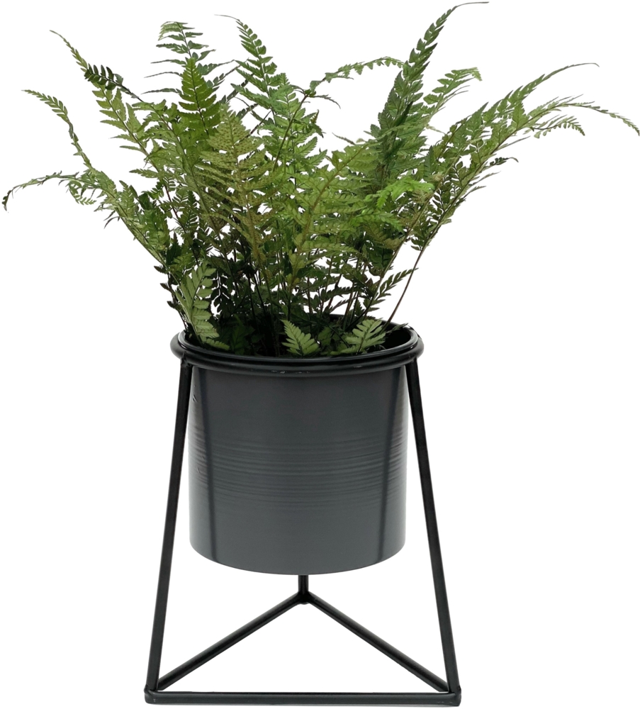 DanDiBo Blumenhocker mit Topf Metall Schwarz S 25 cm Blumenständer 96052 Blumensäule Modern Pflanzenständer Pflanzenhocker Bild 1