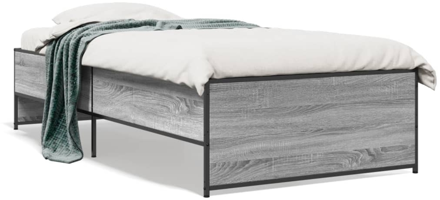 vidaXL Bettgestell Grau Sonoma 90x190 cm Holzwerkstoff und Metall 845249 Bild 1