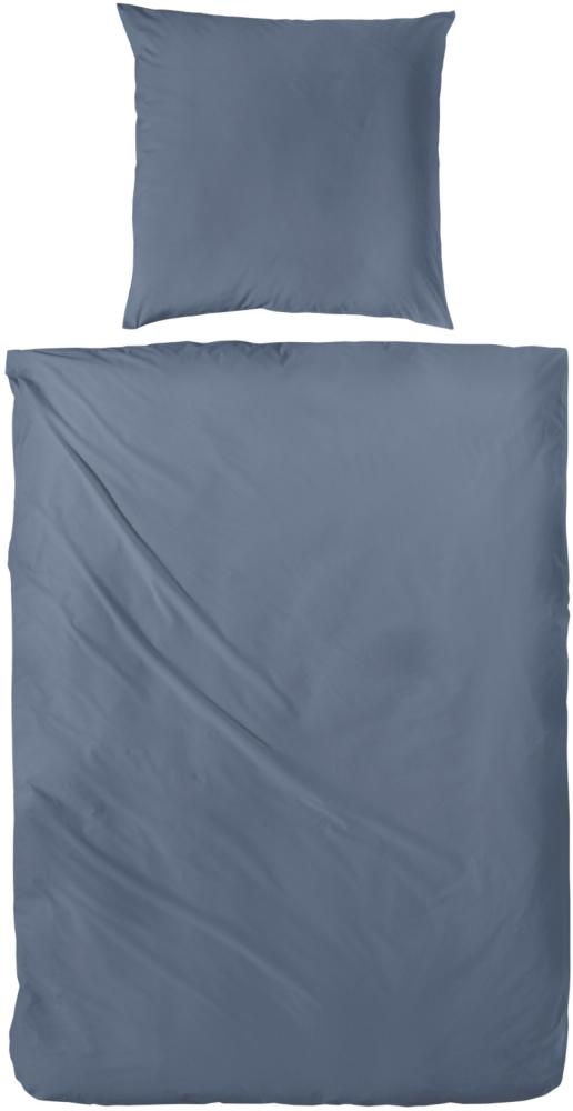 Hahn Haustextilien Luxus-Satin Bettwäsche uni Farbe denim Größe 155x220 cm Bild 1