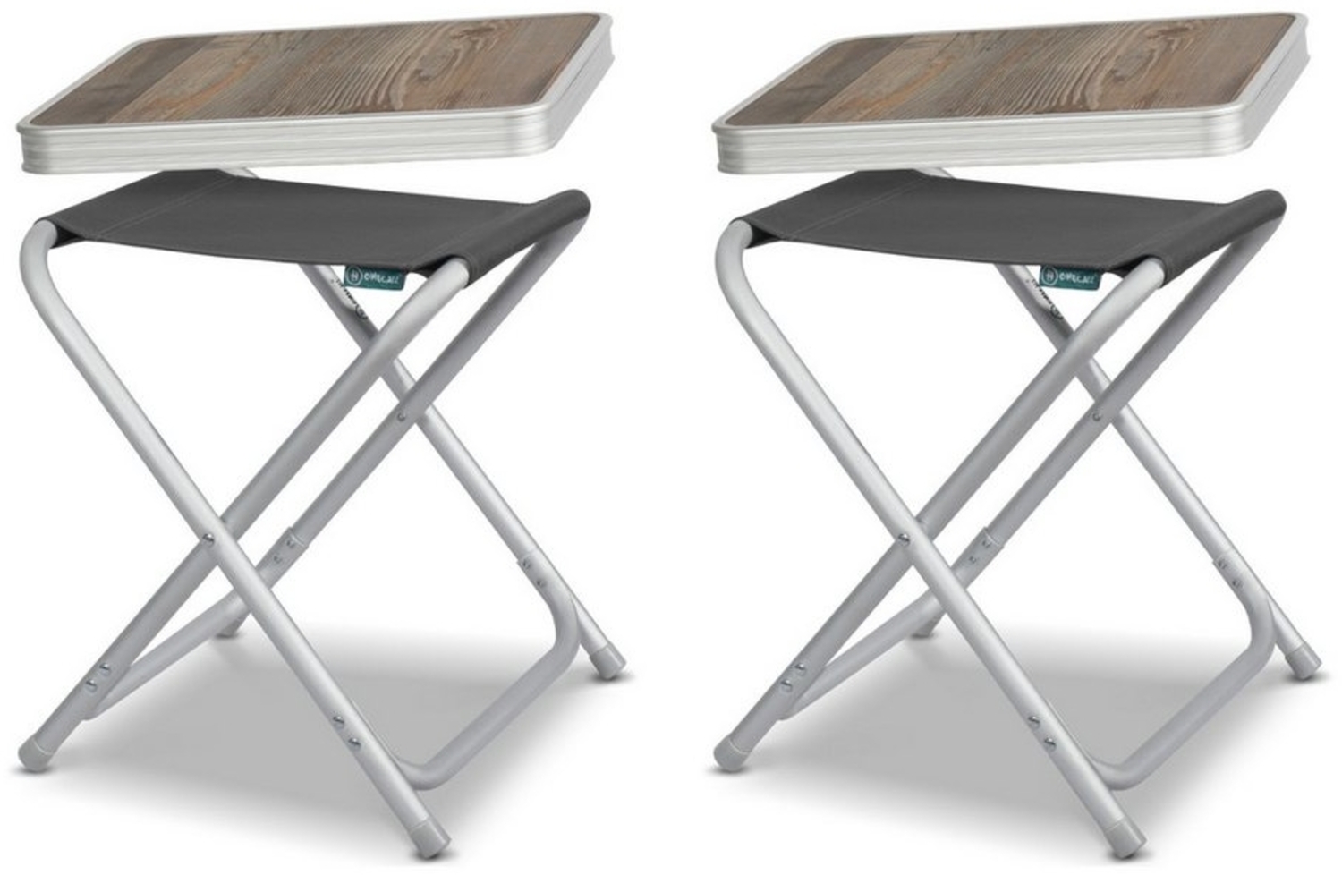 HOMECALL Campinghocker Klapphocker mit MDF Tisch aus Aluminium Leichter kleiner Aussenstuhl (2 St), für Camping, Angeln, Picknick, Reisen und Wandern Bild 1