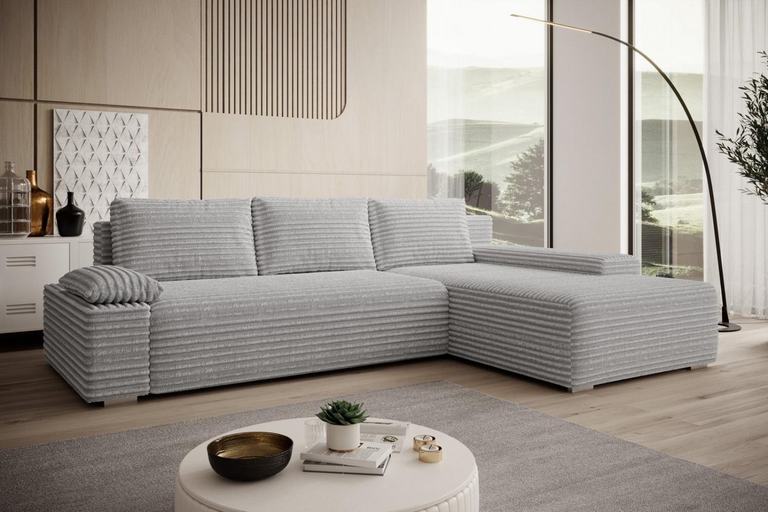 PROMETO Möbel Ecksofa Ecksofa LINEA mit Schlaffunktion und Bettkasten in Beige und Grau Bild 1