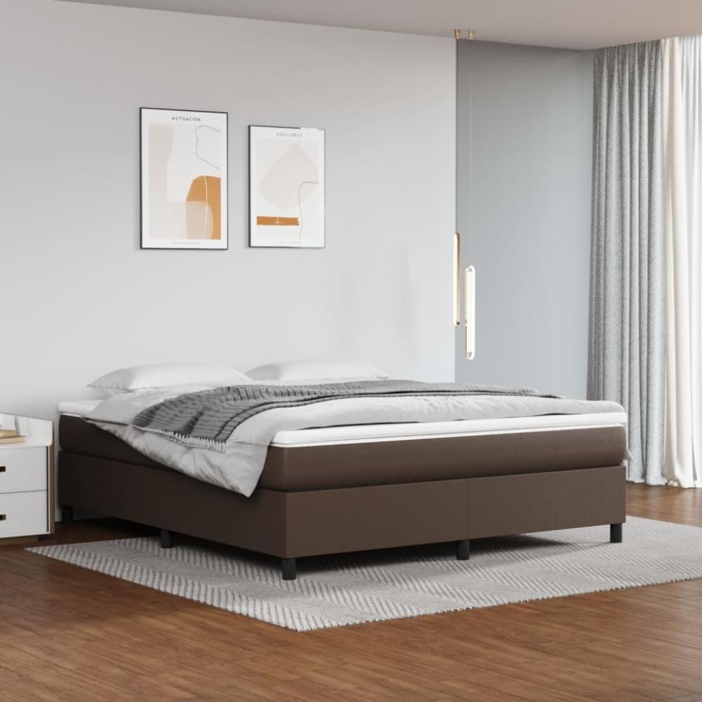 vidaXL Boxspringbett mit Matratze Braun 180x200 cm Kunstleder 3144623 Bild 1