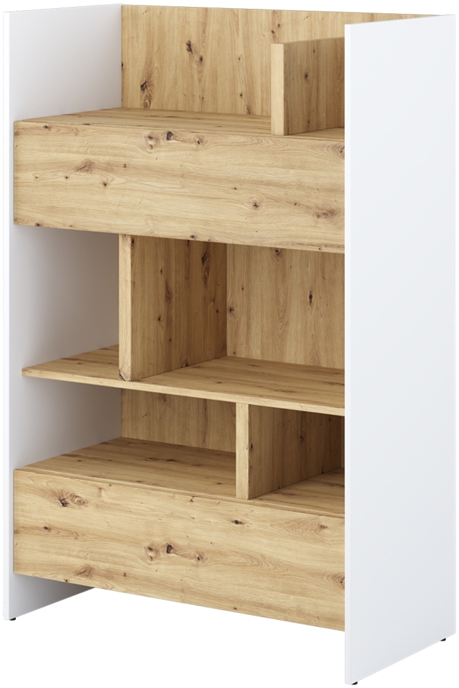 MEBLINI Wohnzimmerschrank für Schrankbett Bed Concept - Hochschrank mit Regalen, Fächern und Schublade - BC-26 - Weiß/Artisan Eiche Bild 1