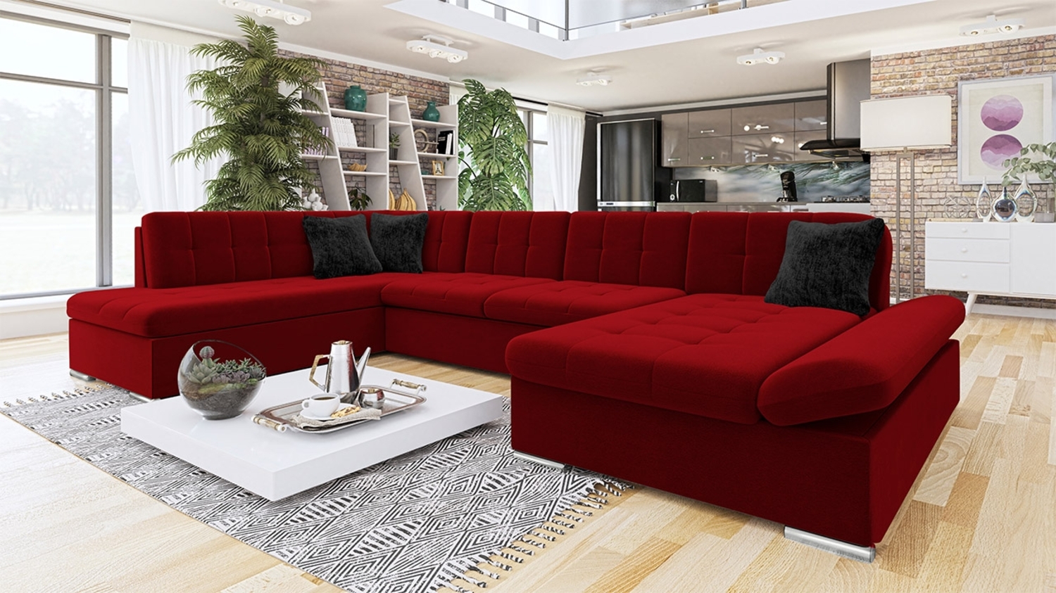 Wohnlandschaft Bergen Premium, Seite: Rechts, Farbe: Venus Velvet 2926 + Venus Velvet 2926 + Miu 2056 Bild 1